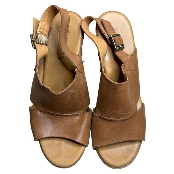 KORKS Kristian Slingback Platform Sandal Leather Tan Brown Size 7 - Picture 5 of 7